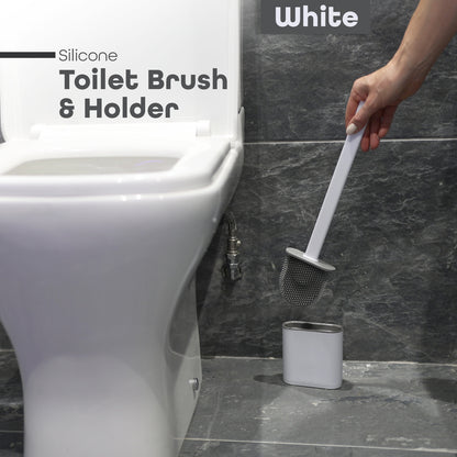 Toilet Brush & Holder Set Bathroom Cleaning Accessory Silicone
