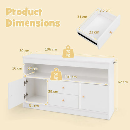 Wooden Kids Toy Children Bookshelf Storage Chest with Open Shelf