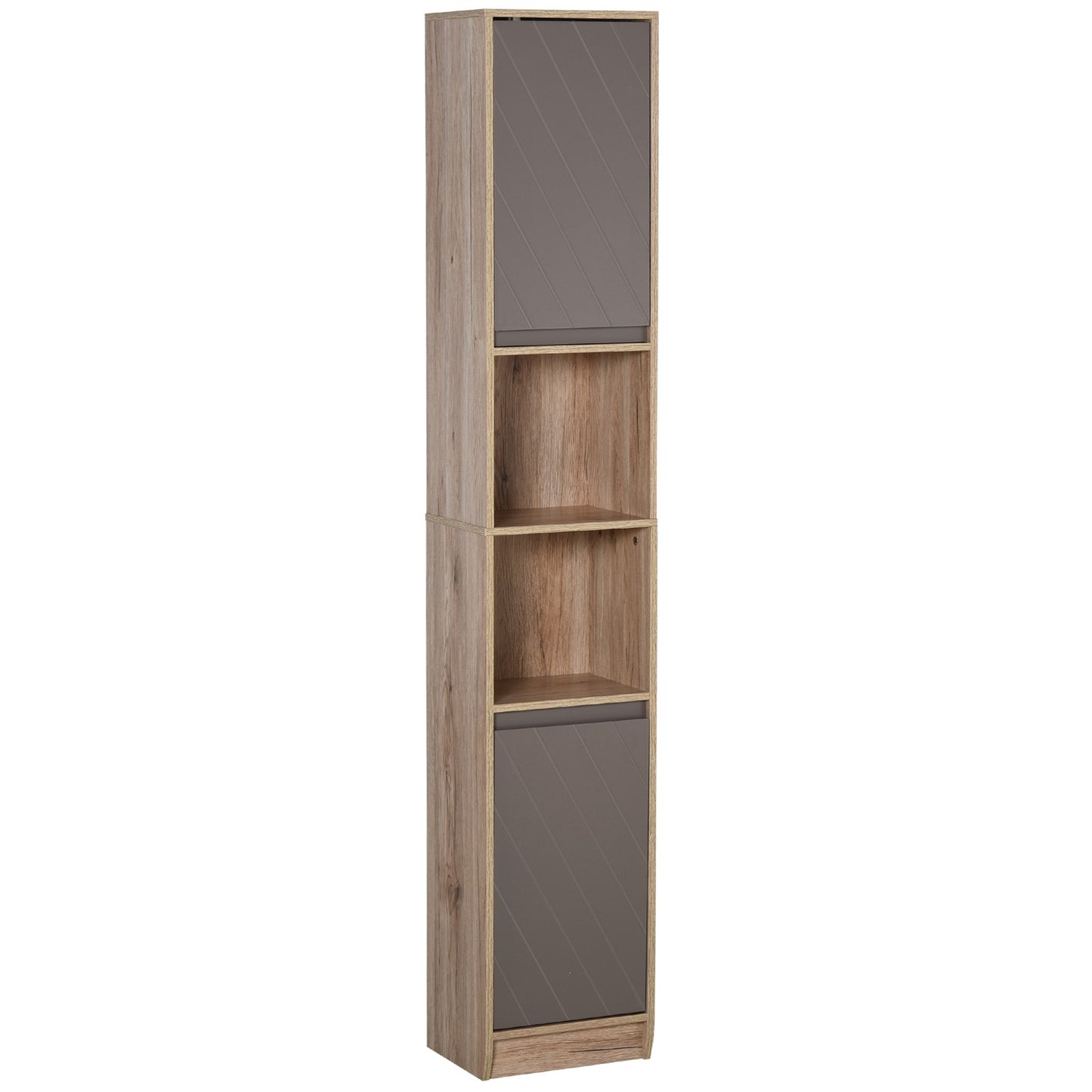 170Cm Freestanding Bathroom Storage Cabinet with Adjustable Shelves, Oak