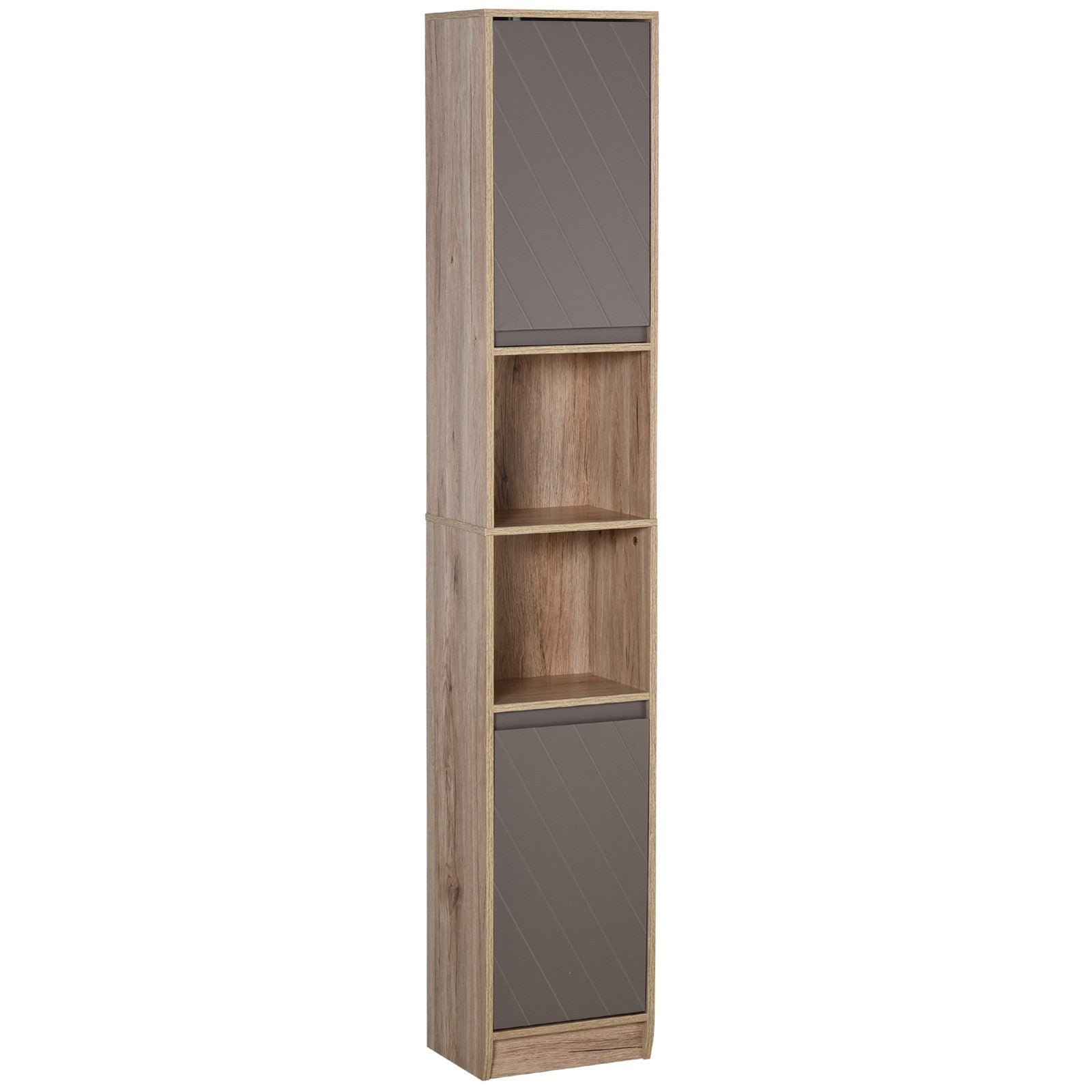 170Cm Freestanding Bathroom Storage Cabinet with Adjustable Shelves, Oak