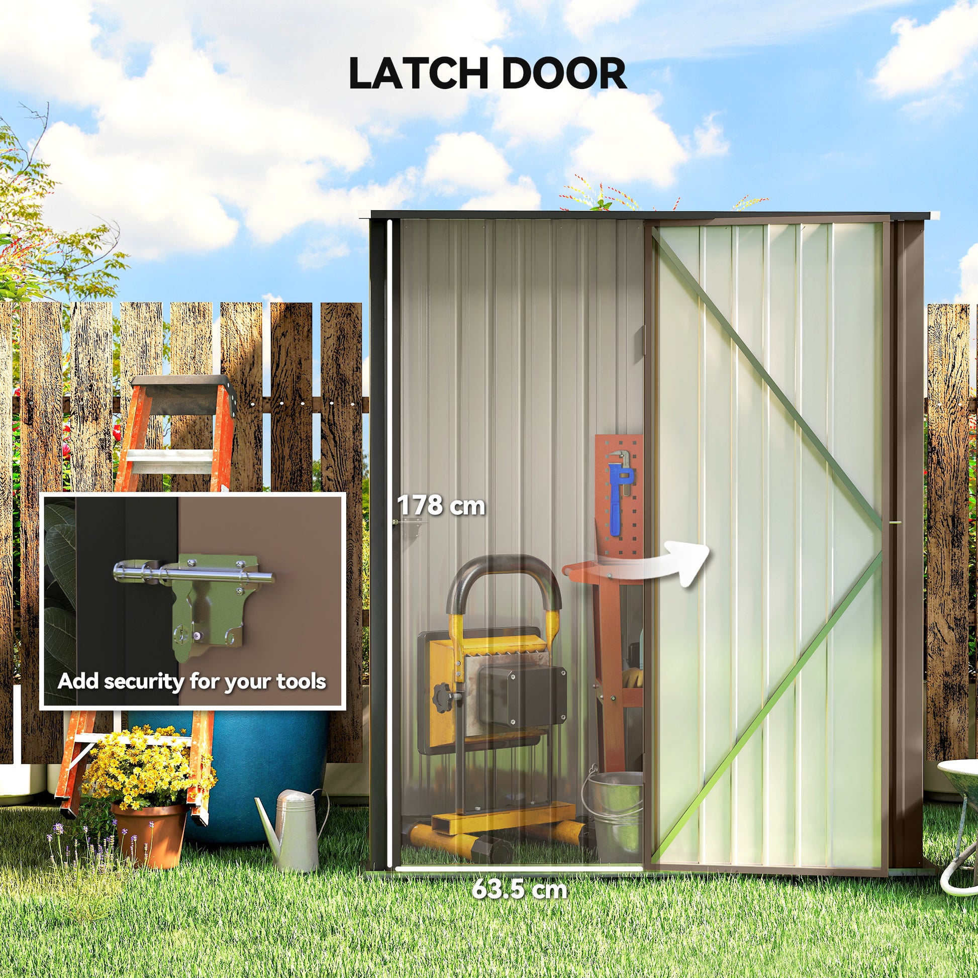 Outdoor Storage Shed Steel Garden Shed W/ Lockable Door for Garden