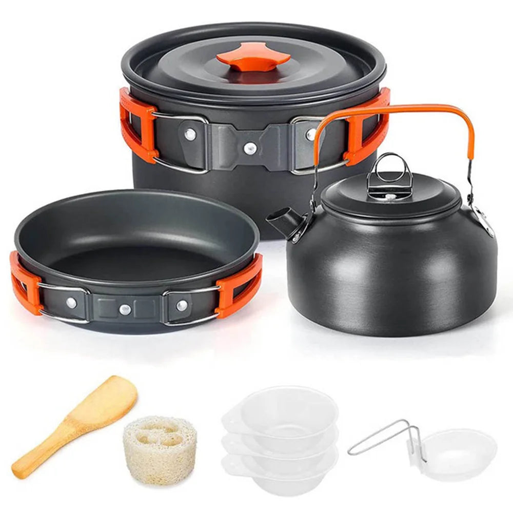 Outdoor Camping Cooking Set Aluminum Alloy Material Pot Set Portable Camping Equipment for Hiking and Outdoor Travel