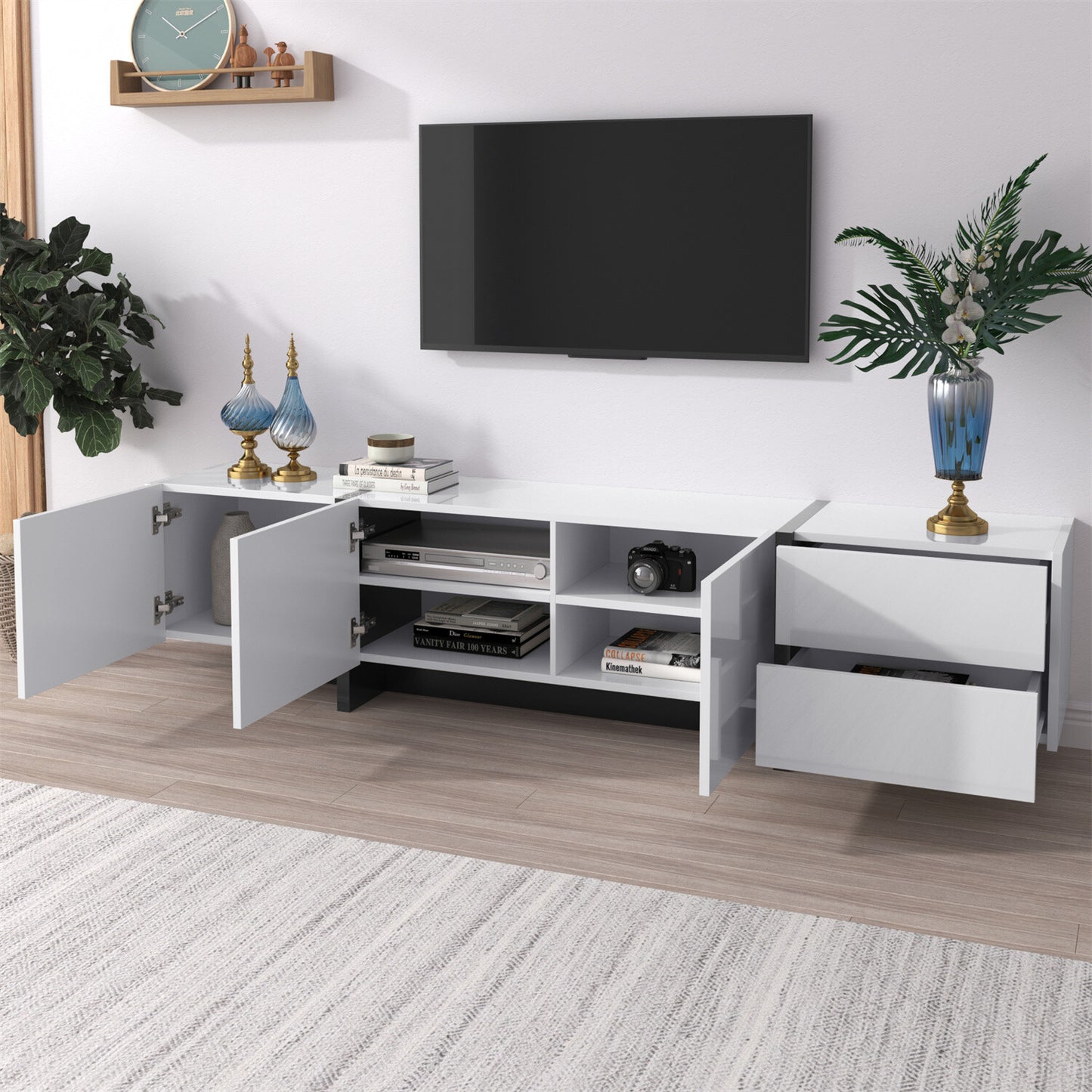 Modern TV Unit Cabinet TV Stand with Storage for Living Room High Gloss Front