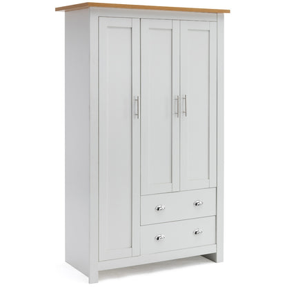 3 Door 2 Drawers Wardrobe with Shelves Storage & Hanging Rail Bedroom Furniture