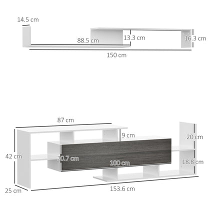 TV Cabinet W/ Wall Shelf and Storage Cabinet for Living Room