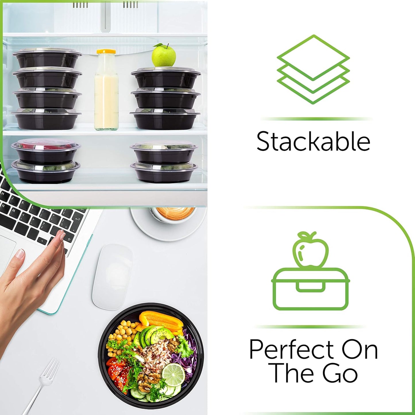 [30-Pack] Meal Prep Containers Reusable - Batch Cooking Plastic Food Containers with Lids - Microwavable Freezer Dishwasher Safe - Takeaway Lunch Box