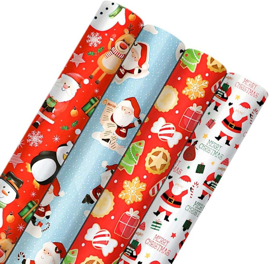 4 X 7M Cute Christmas Wrapping Paper Roll Perfect for Xmas Festive Decoration