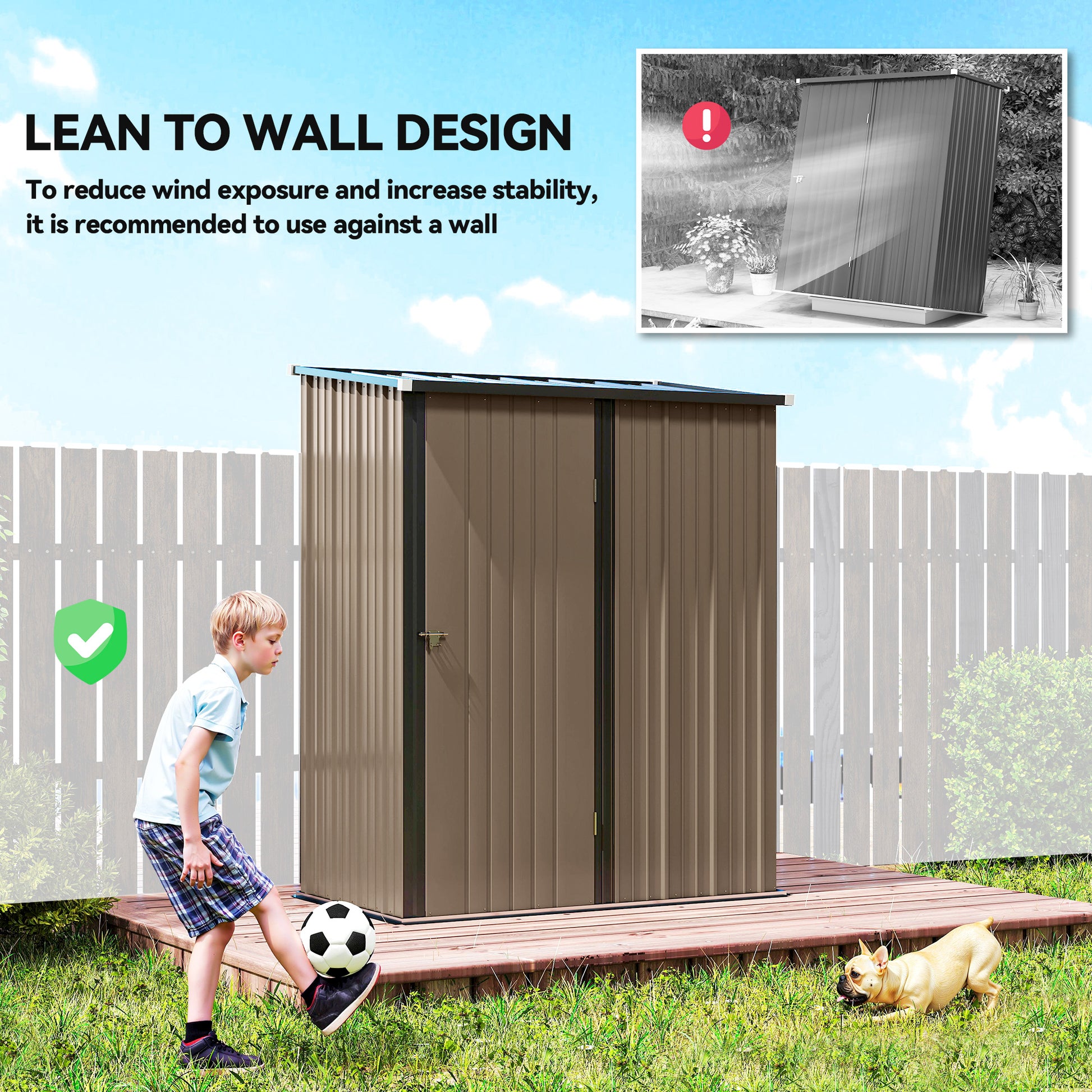 Outdoor Storage Shed Steel Garden Shed W/ Lockable Door for Garden