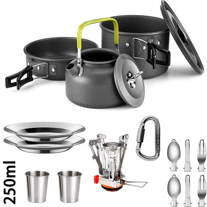 Outdoor Camping Cooking Set Aluminum Alloy Material Pot Set Portable Camping Equipment for Hiking and Outdoor Travel