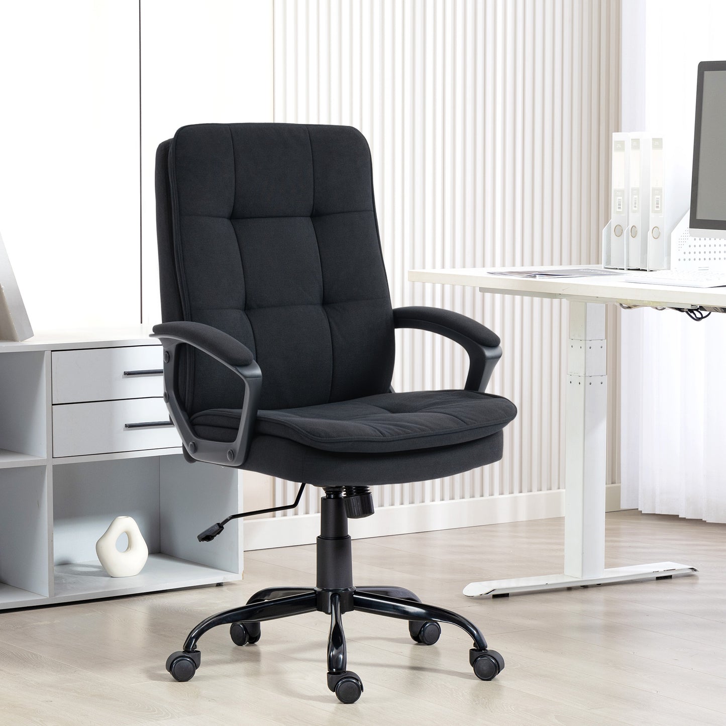Office Chair with Dual-Layer Padding, Fabric Computer Desk Chair for Home Office