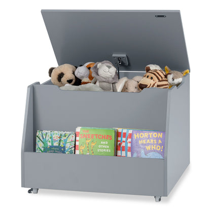 Mobile Toy Storage Organizer with Bookshelf and Wheels for Playroom Bedroom