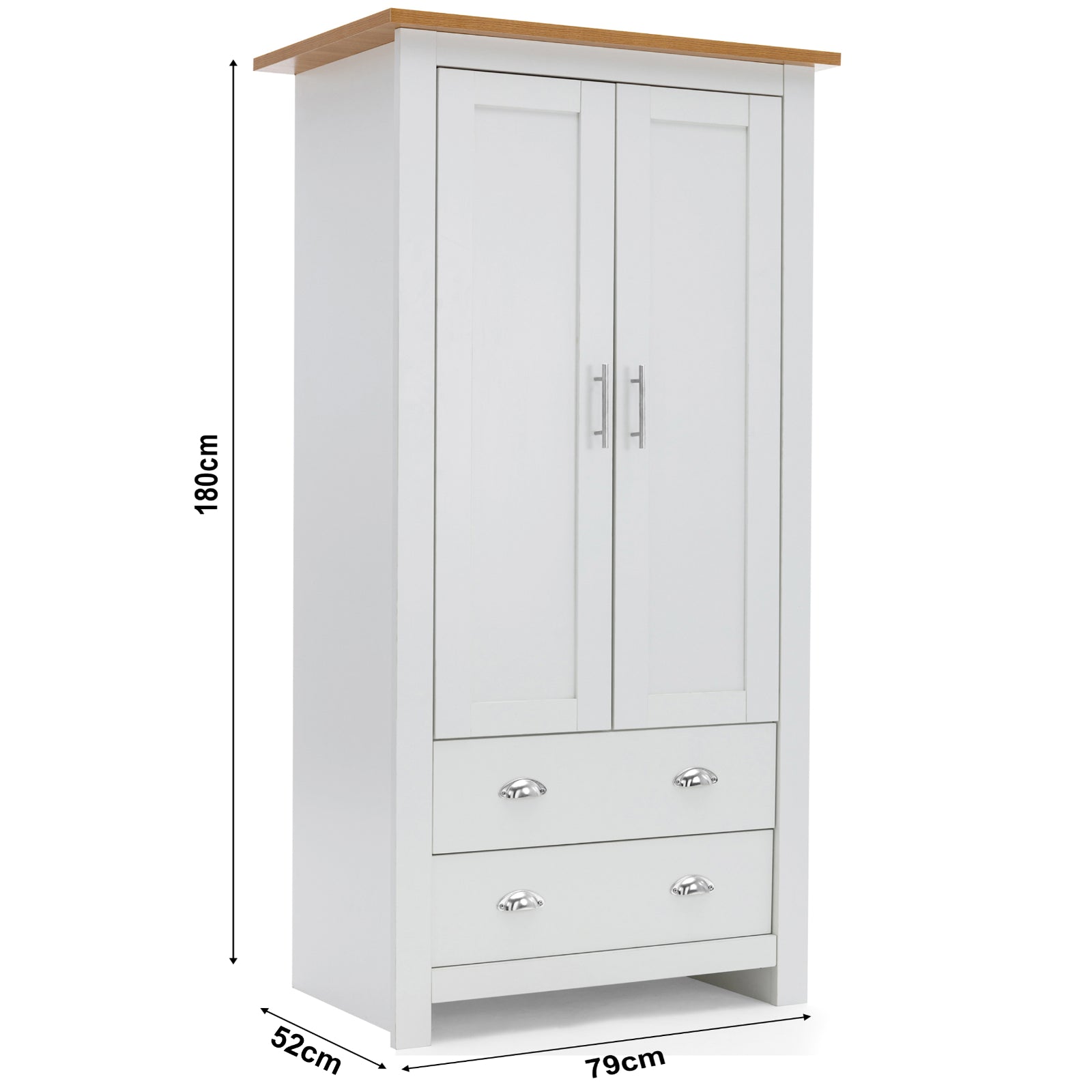 3 Door 2 Drawers Wardrobe with Shelves Storage & Hanging Rail Bedroom Furniture