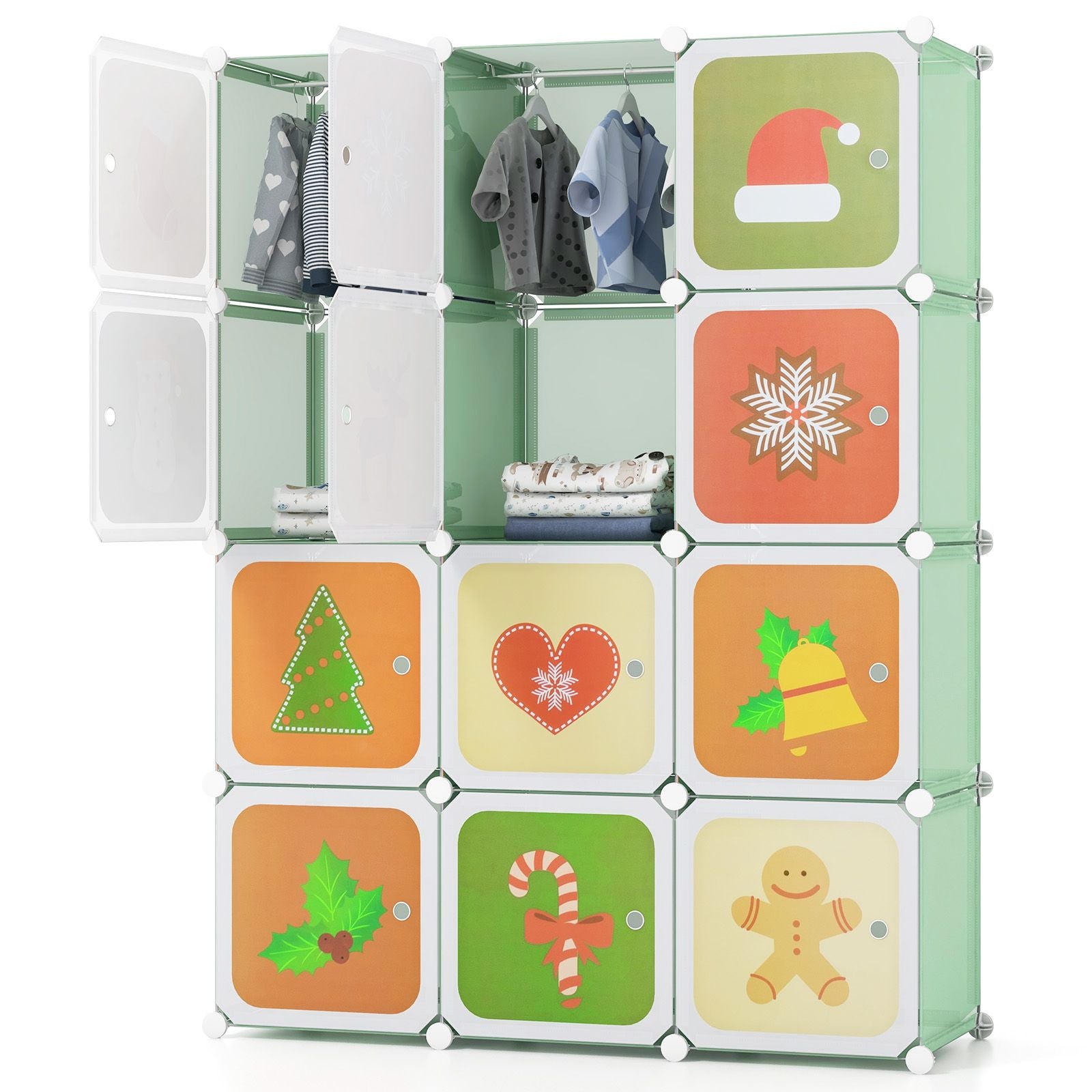 Children 12-Cube Wardrobe Baby Dresser Kids Bedroom Armoire