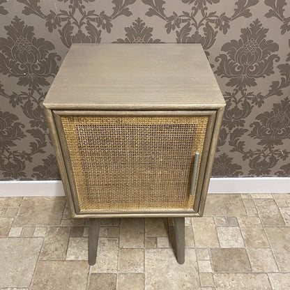 Elegant Dark Brown Rattan 71Cm Bedside Cabinet Table with Tall Storage Drawers
