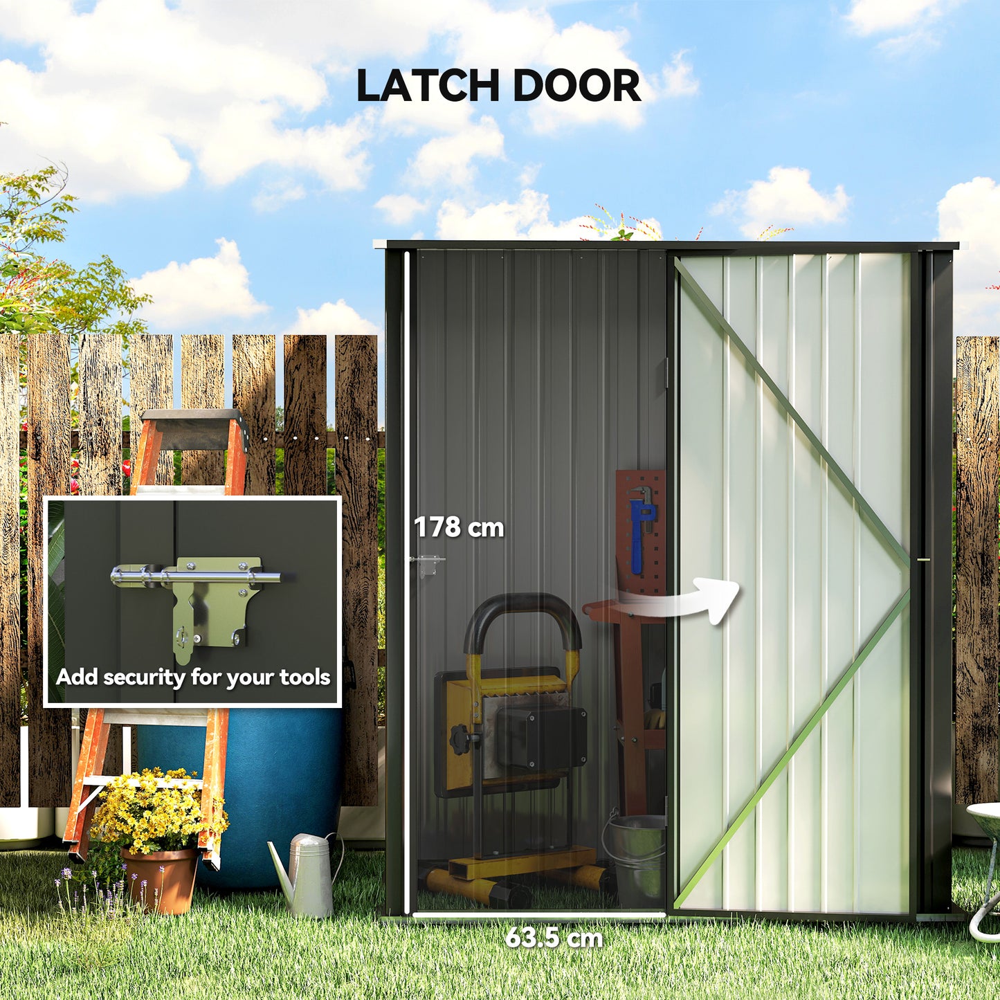 Outdoor Storage Shed Steel Garden Shed W/ Lockable Door for Garden