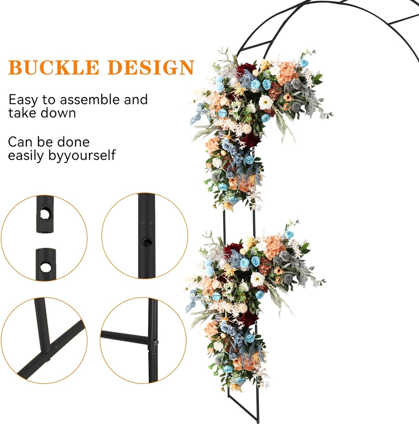 Adorox 7.5 Ft Metal Arch (Two Way Assemble) for Wedding Garden Bridal Party Deco