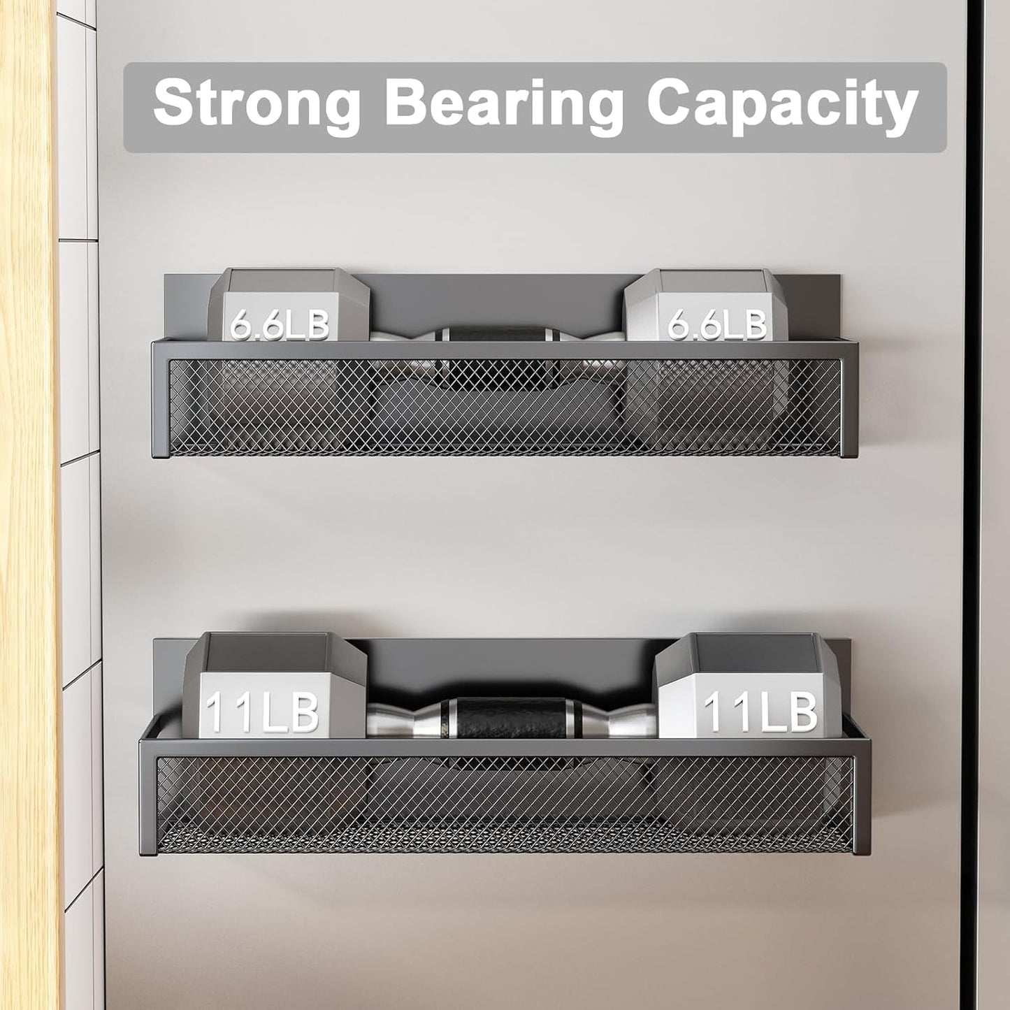 Magnetic Spice Rack for Refrigerator, 2 Pack Magnetic Shelf, Fridge Magnet Organizer with Moveable 4 Hooks, Magnet Fridge Shelf for Kitchen Organization and Storage (2 Pack)