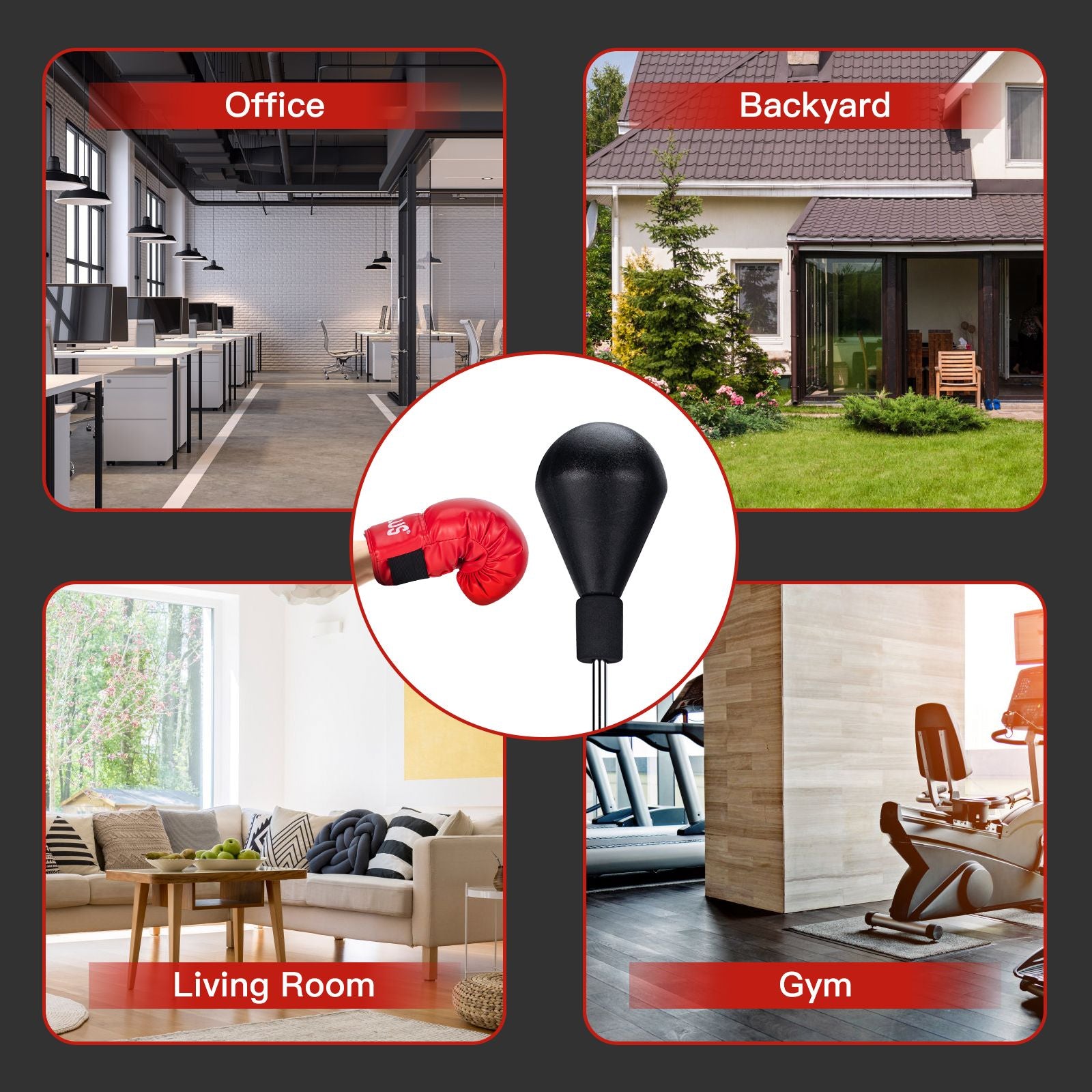 Punching Bag with Stand and Gloves