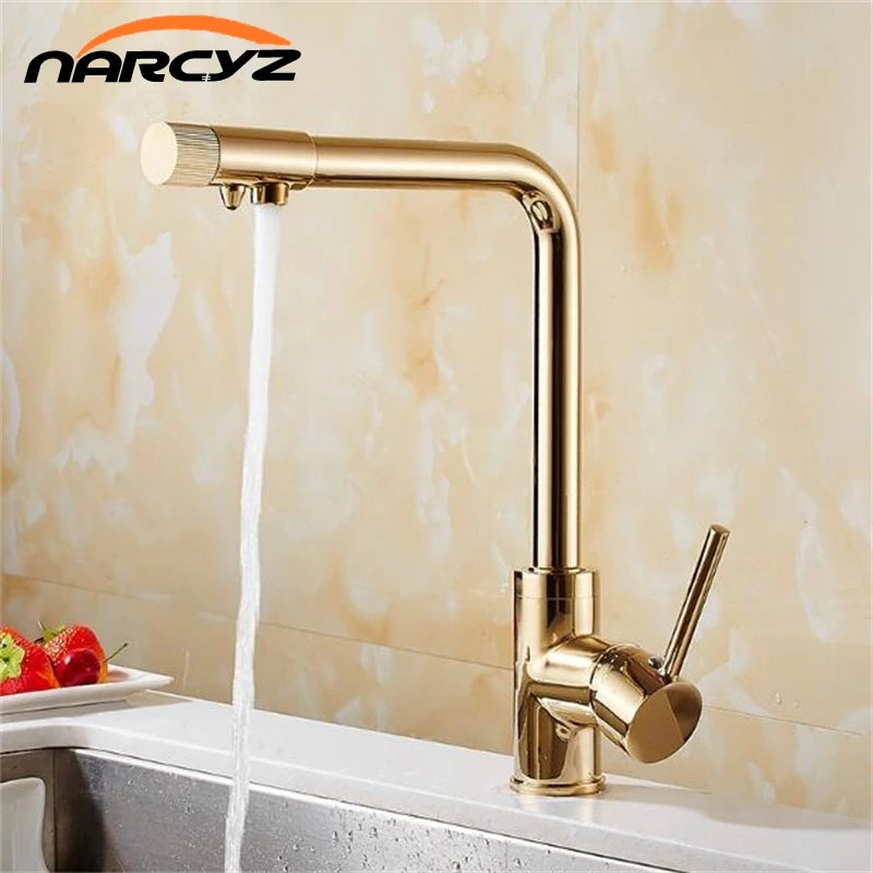Waterfilter Taps Gold Kitchen Faucets Brass Mixer Drinking Kitchen Purify Faucet Kitchen Sink Tap Water Kitchen Faucet XT-164