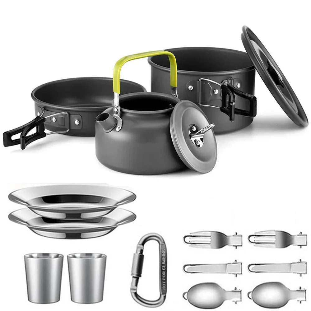 Outdoor Camping Cooking Set Aluminum Alloy Material Pot Set Portable Camping Equipment for Hiking and Outdoor Travel