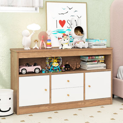 Wooden Kids Toy Children Bookshelf Storage Chest with Open Shelf