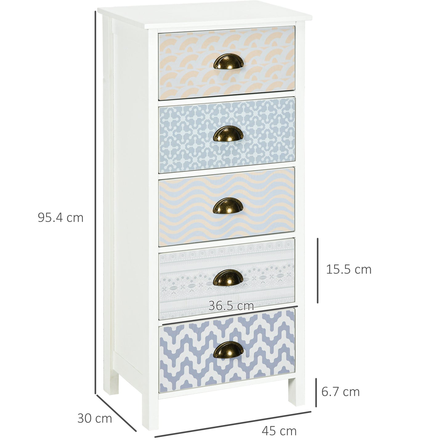 Chest of Drawers 5-Drawer Dresser Storage Cabinet W/ Handle Bedroom Living Room