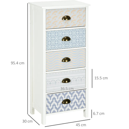 Chest of Drawers 5-Drawer Dresser Storage Cabinet W/ Handle Bedroom Living Room