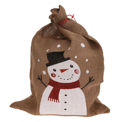 Christmas Sack Jute Bag Drawstring Gift Reusable Present Stocking Storage XL