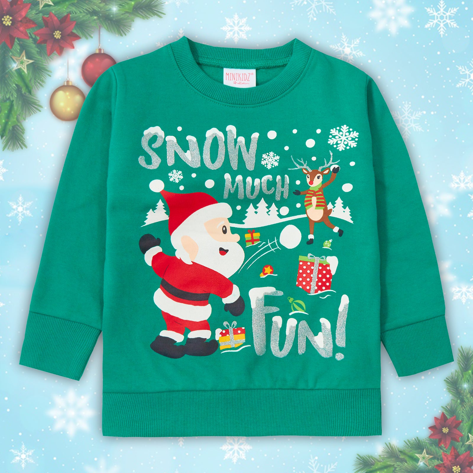 Childrens Kids Boys Girls Christmas Xmas Jumper Sweatshirt Sweater Glitter Warm
