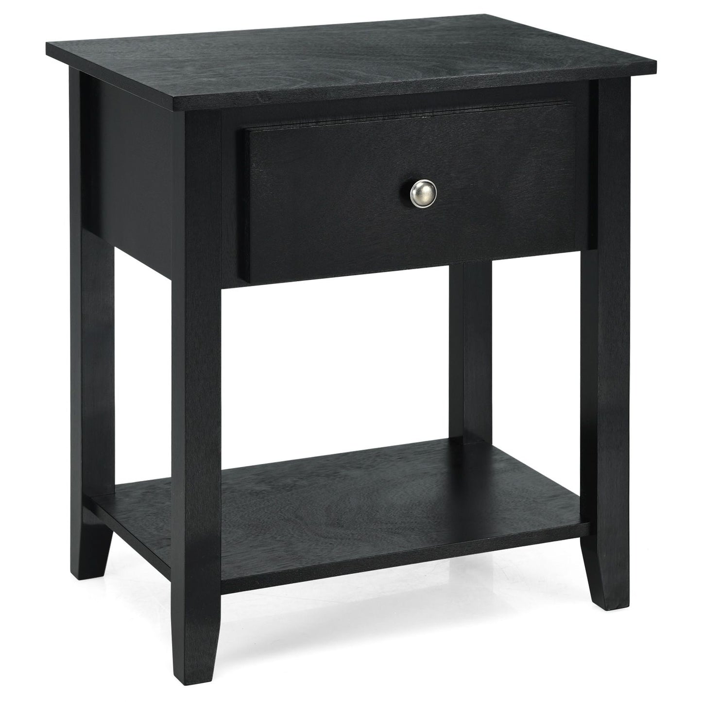 Accent Table Narrow Side End Table with 1 Drawer and Open Storage Shelf