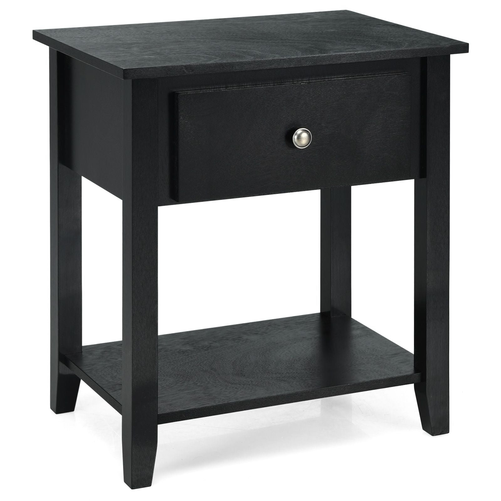 Accent Table Narrow Side End Table with 1 Drawer and Open Storage Shelf