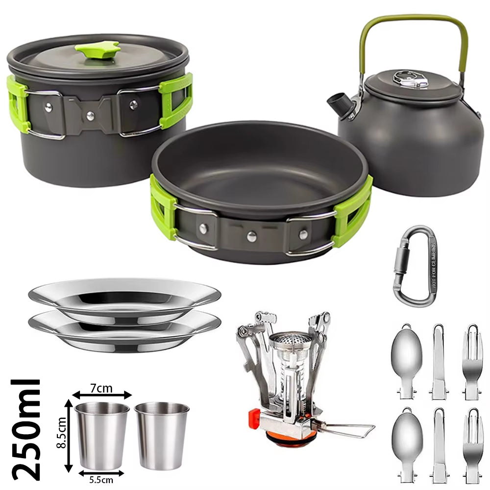 Outdoor Camping Cooking Set Aluminum Alloy Material Pot Set Portable Camping Equipment for Hiking and Outdoor Travel