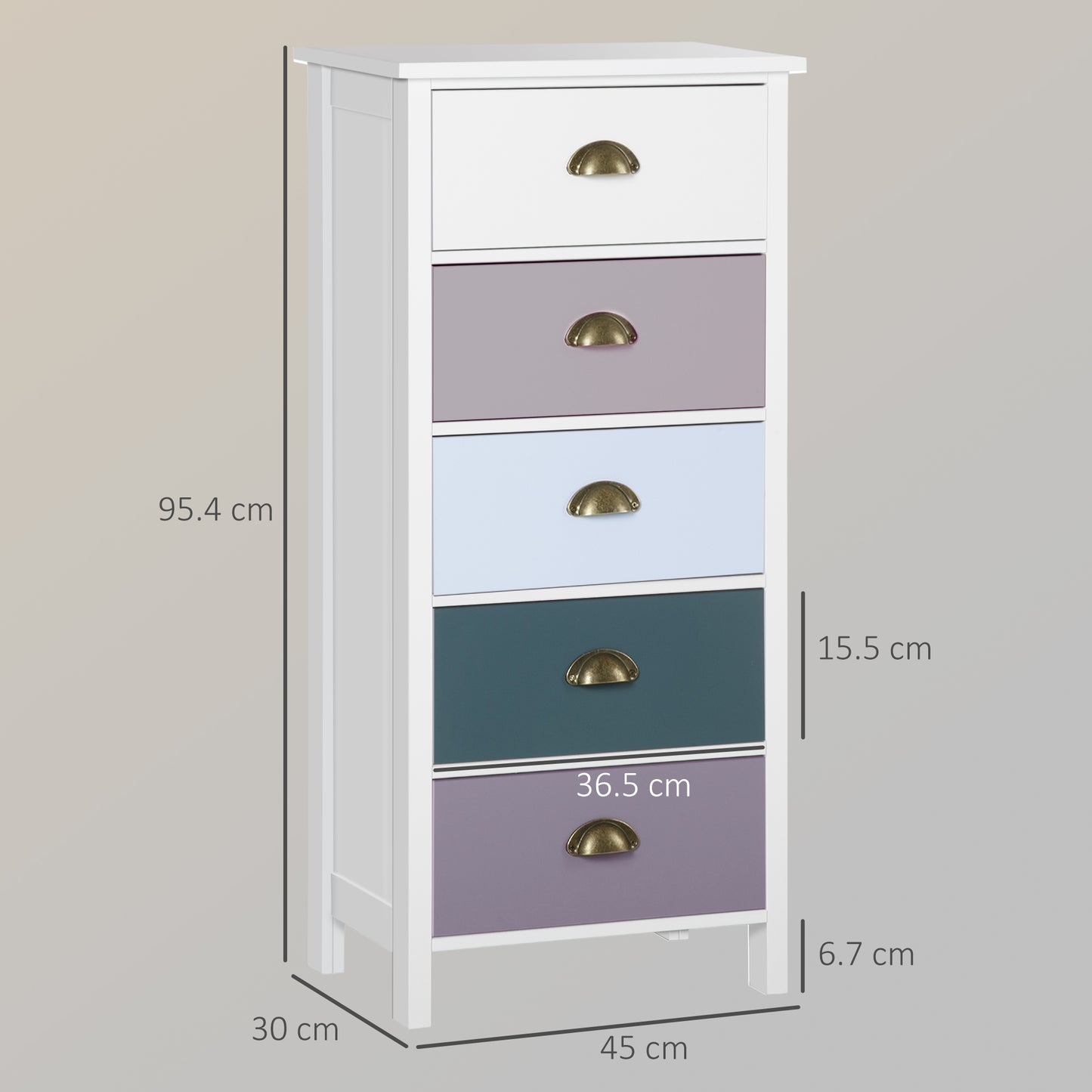 Chest of Drawers 5-Drawer Dresser Storage Cabinet W/ Handle Bedroom Living Room