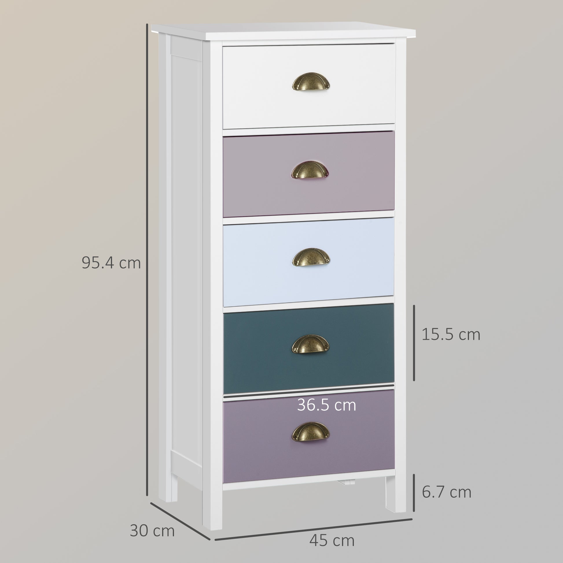 Chest of Drawers 5-Drawer Dresser Storage Cabinet W/ Handle Bedroom Living Room