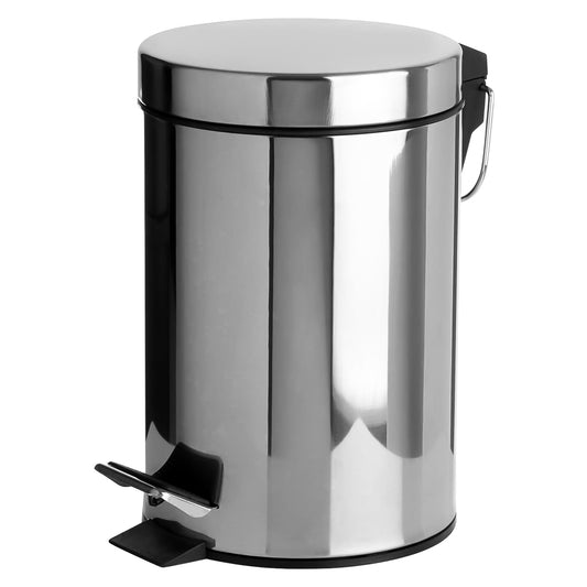 STAINLESS STEEL SILVER KITCHEN BATHROOM TOILET RUBBISH PEDAL BIN 3 5 12 20 & 30L