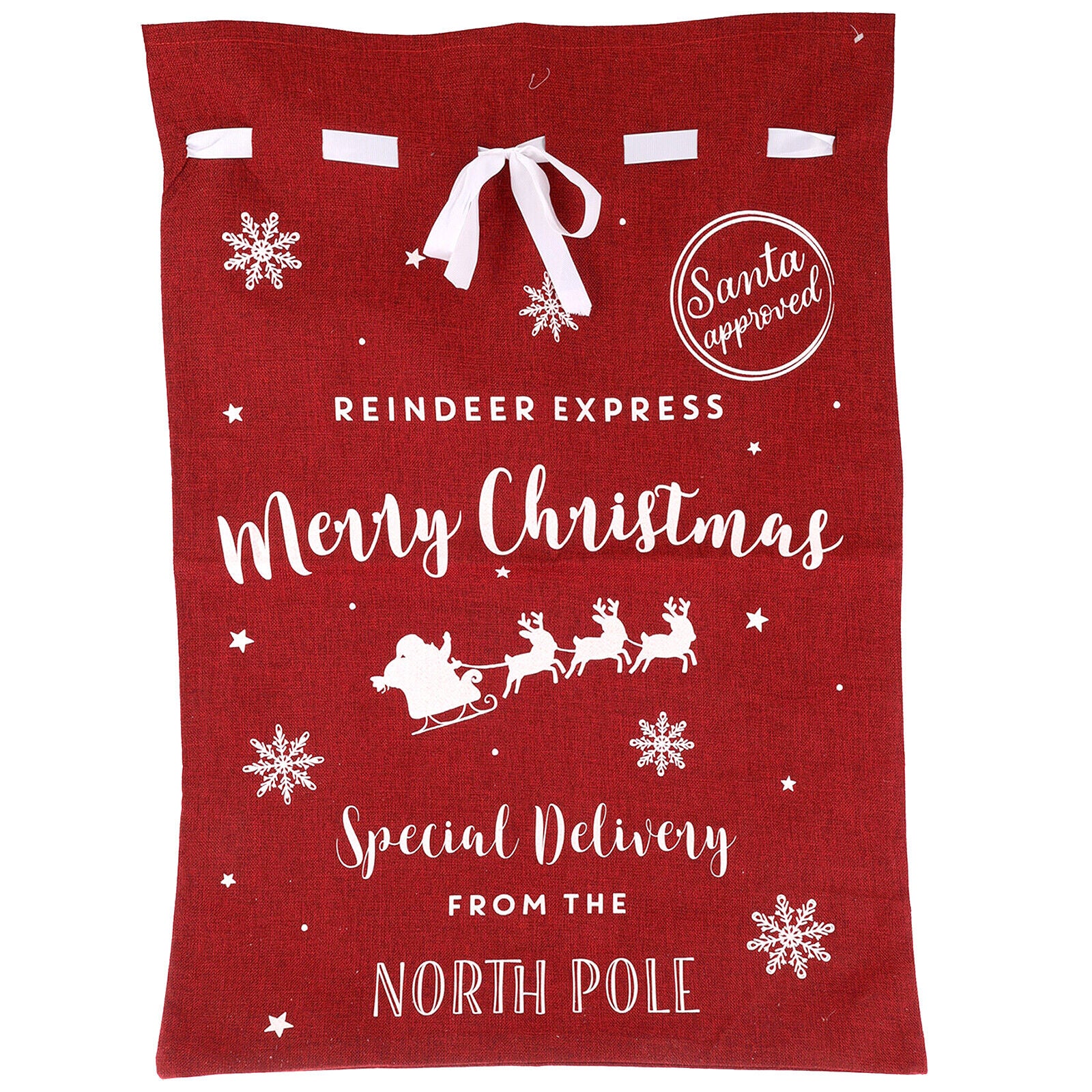 Christmas Sack Jute Bag Drawstring Gift Reusable Present Stocking Storage XL