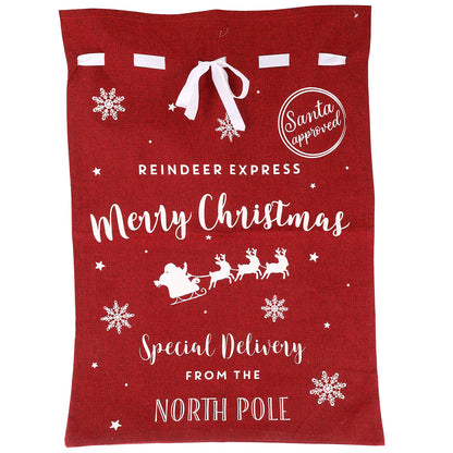 Christmas Sack Jute Bag Drawstring Gift Reusable Present Stocking Storage XL