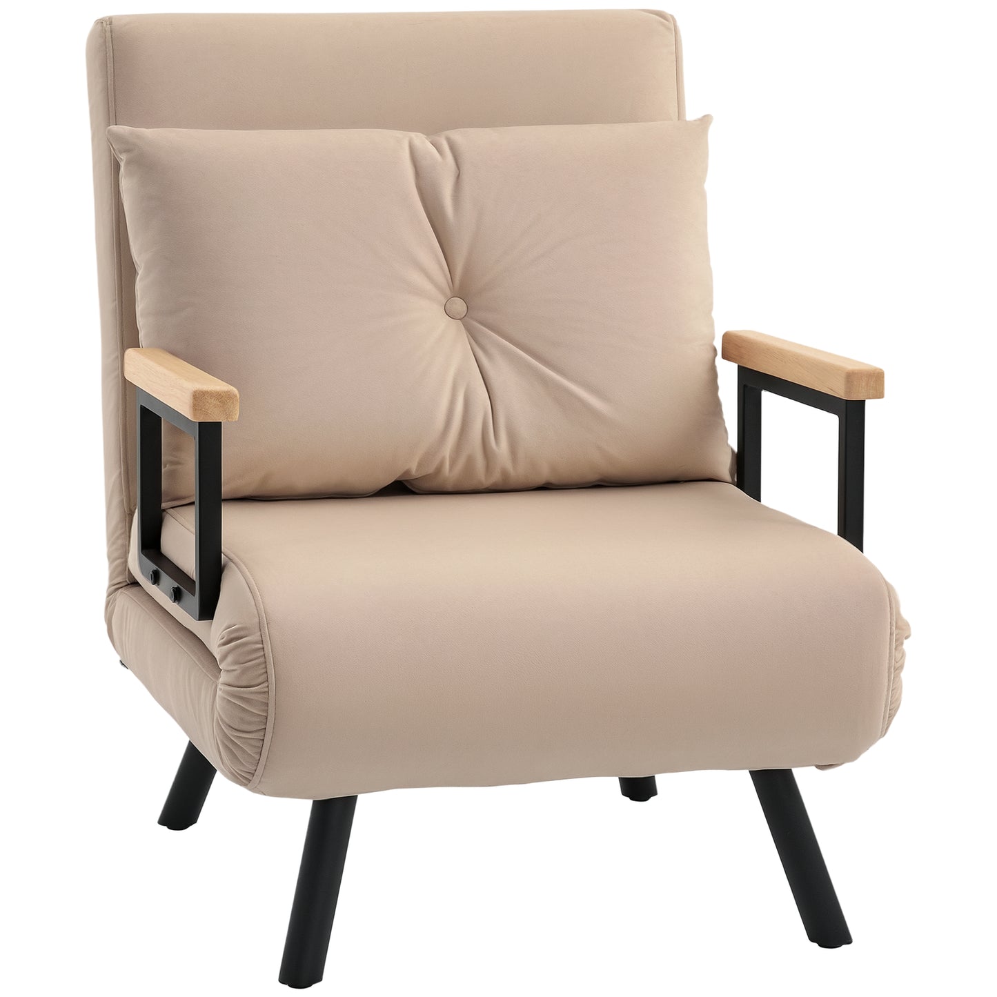 HOMCOM Click Clack Single Chair Bed Settee for Living Room, Guest Room, Beige