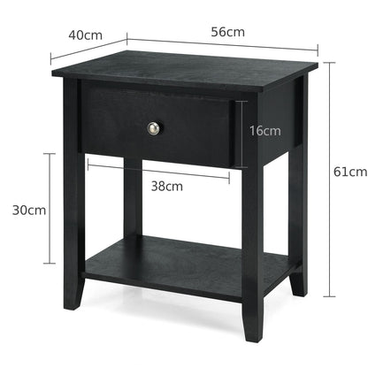 Accent Table Narrow Side End Table with 1 Drawer and Open Storage Shelf