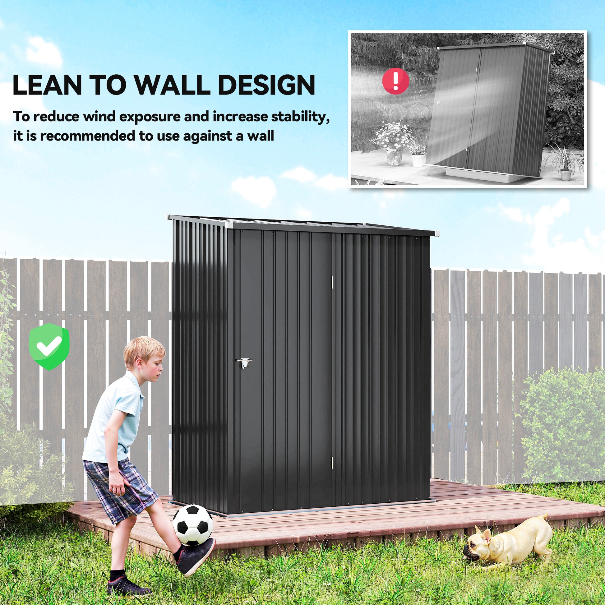 Outdoor Storage Shed Steel Garden Shed W/ Lockable Door for Garden