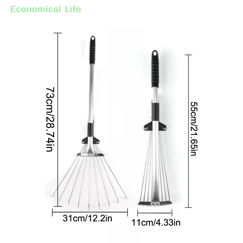 Garden Rake for Sweeping Leaves, Heavy Duty Retractable Rake for Lawns, Garden Tools for Yard Lawns and Shrub Garden Beds