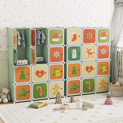 Children 12-Cube Wardrobe Baby Dresser Kids Bedroom Armoire