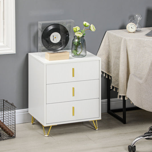 Small Chest of Drawers, Dresser with Handles Living Room White