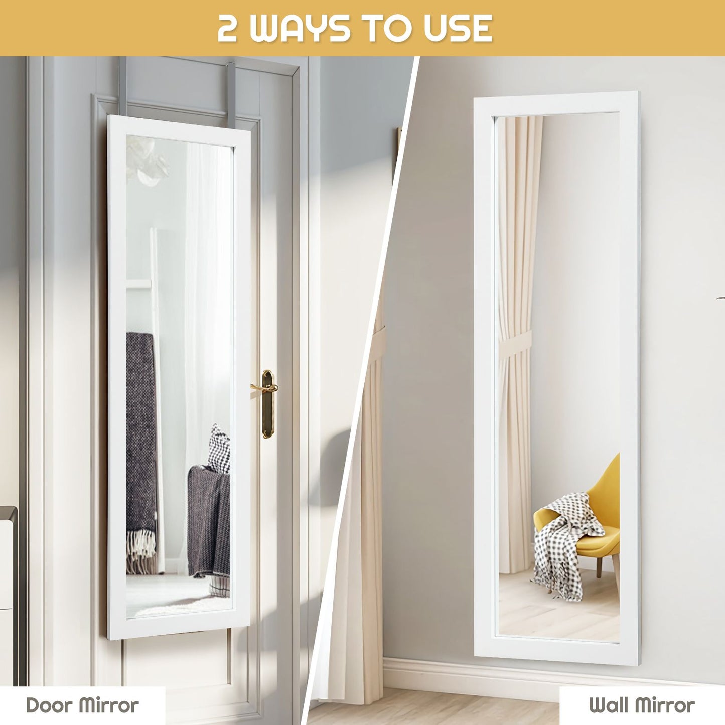 Full Body Mirror Wall Mounted Dressing Mirror for Bedroom