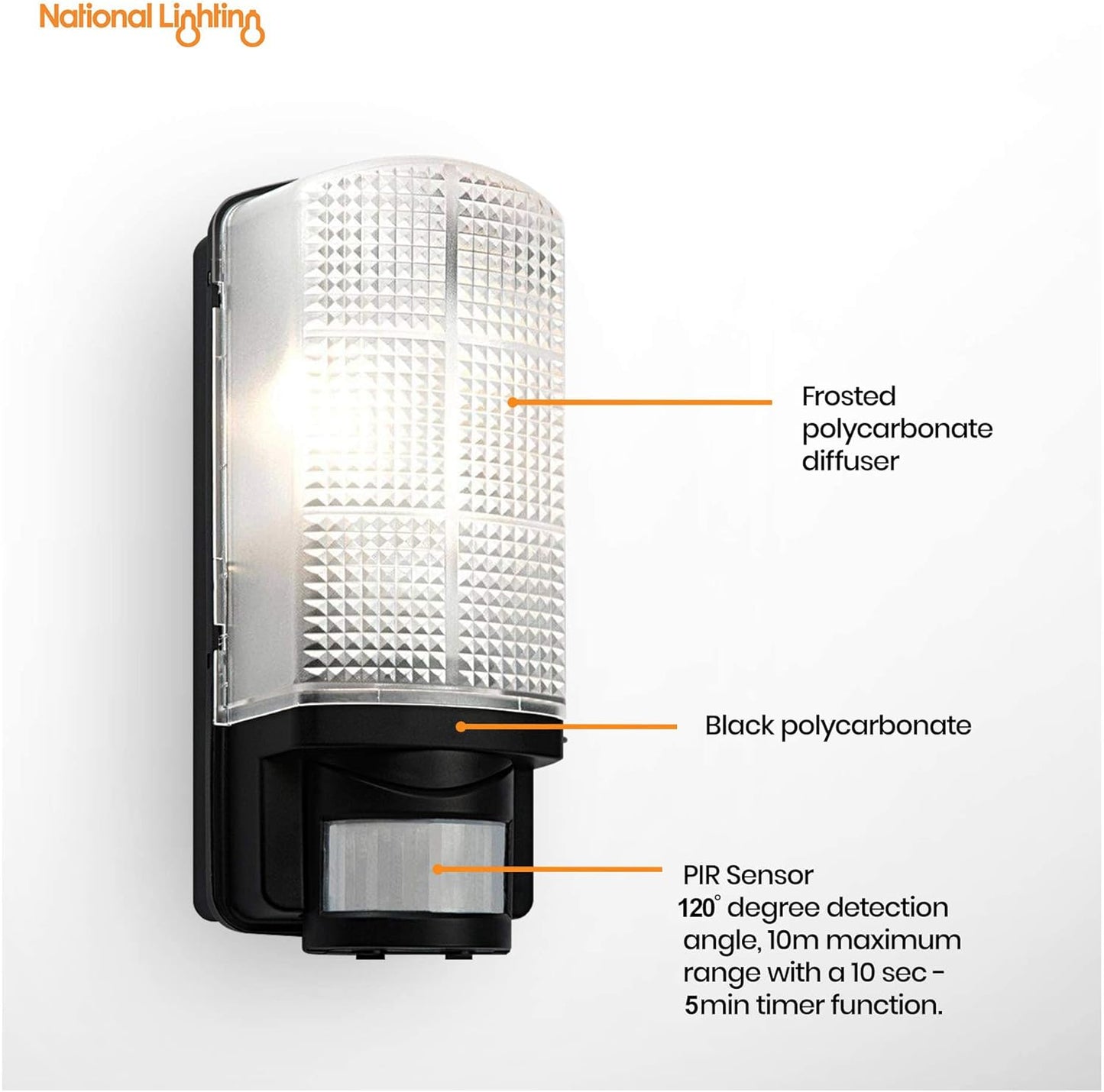 Motion Outdoor Lights Mains Powered - PIR Lights Outdoor - Bulkhead Wall Lights