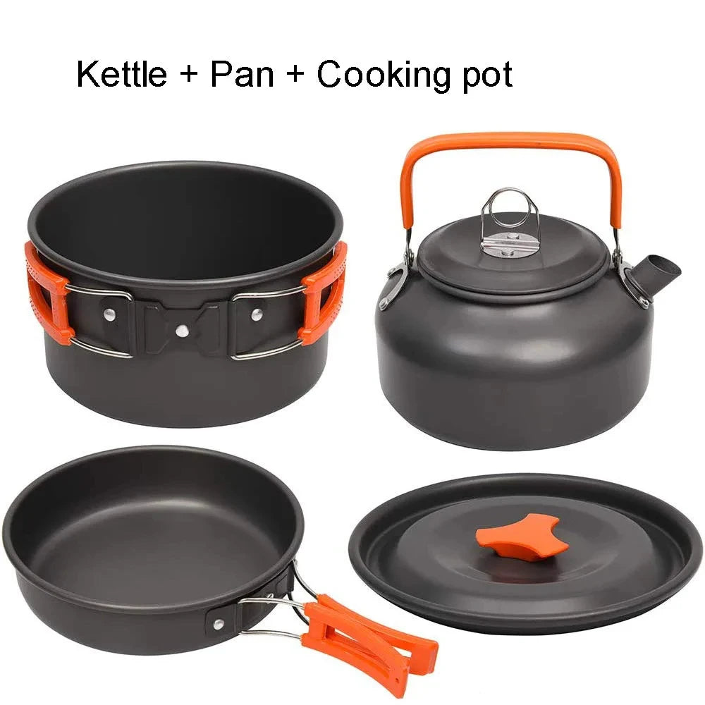 Outdoor Camping Cooking Set Aluminum Alloy Material Pot Set Portable Camping Equipment for Hiking and Outdoor Travel