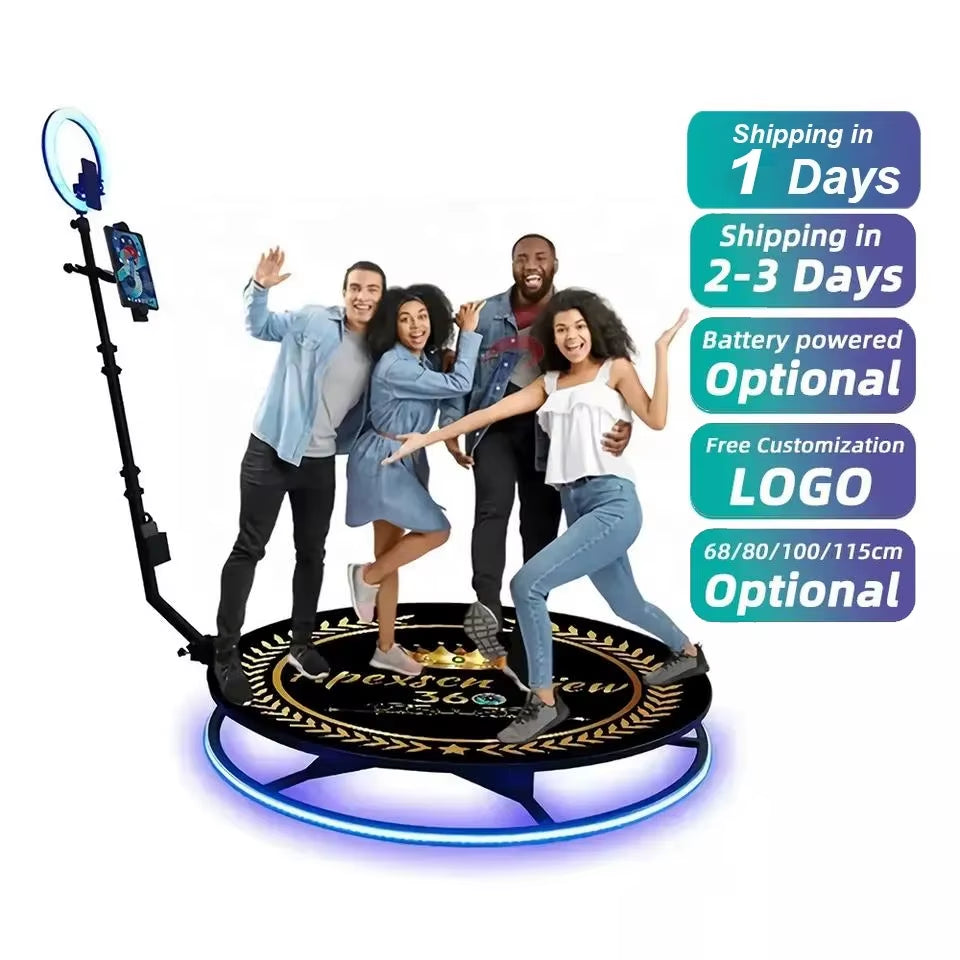 Video Camera Portable 360 Degree Photo Booth Wireless Automatic Rotating Selfie Wedding Business Photobooth