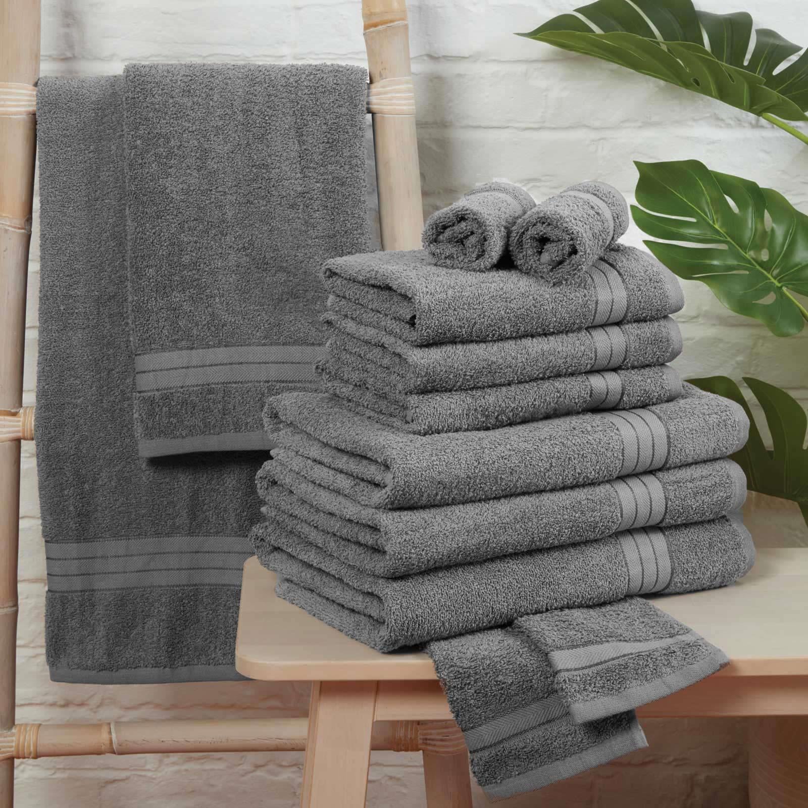 Luxury Soft 10 Piece 100% Cotton Towel Bale Set Face Hand Bath Bathroom Towels