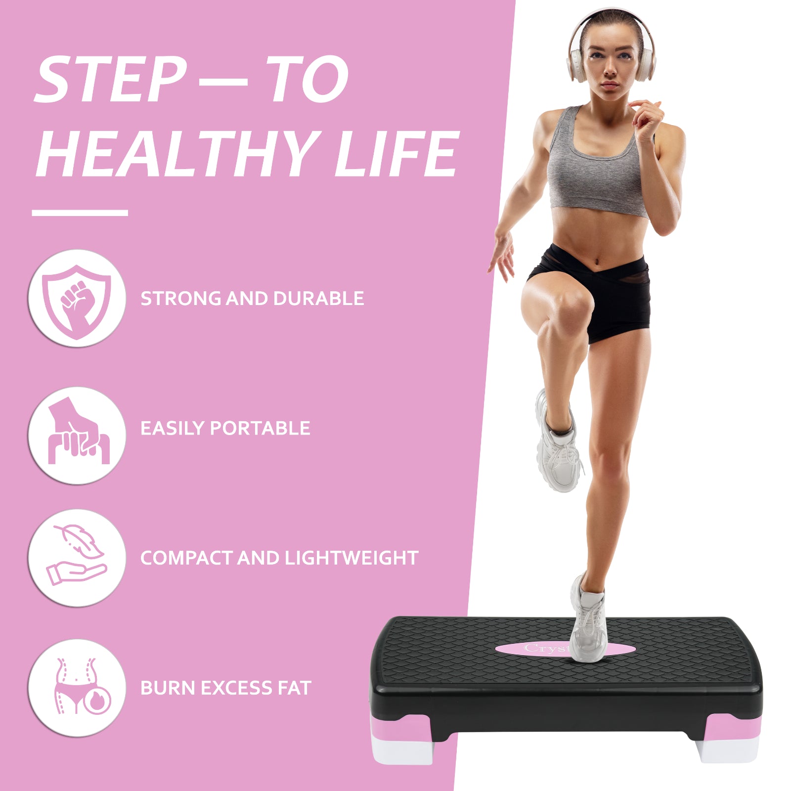 Aerobic Stepper Yoga Step Board Gym Fitness Exercise Cardio Adjustable Blocks
