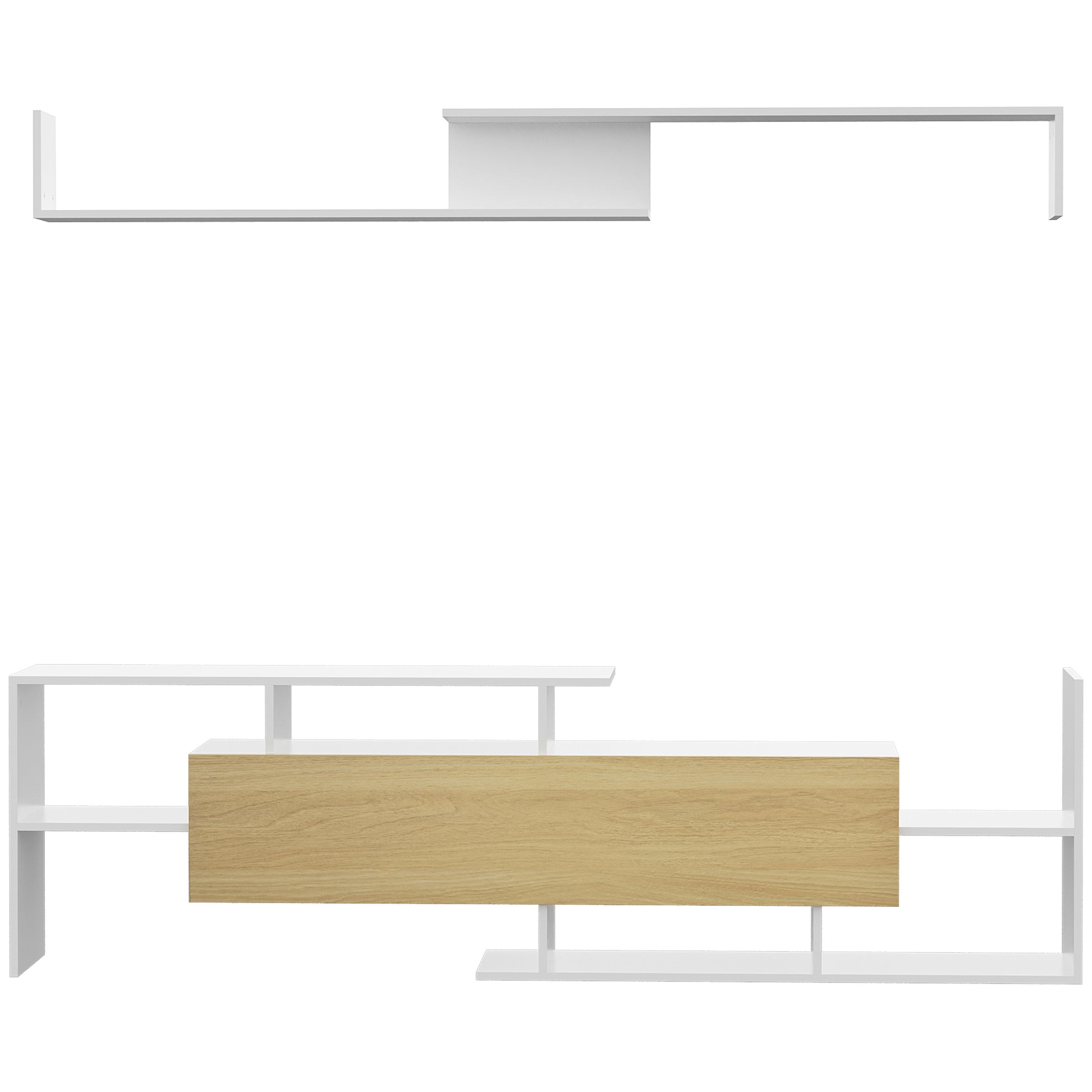 TV Cabinet W/ Wall Shelf and Storage Cabinet for Living Room